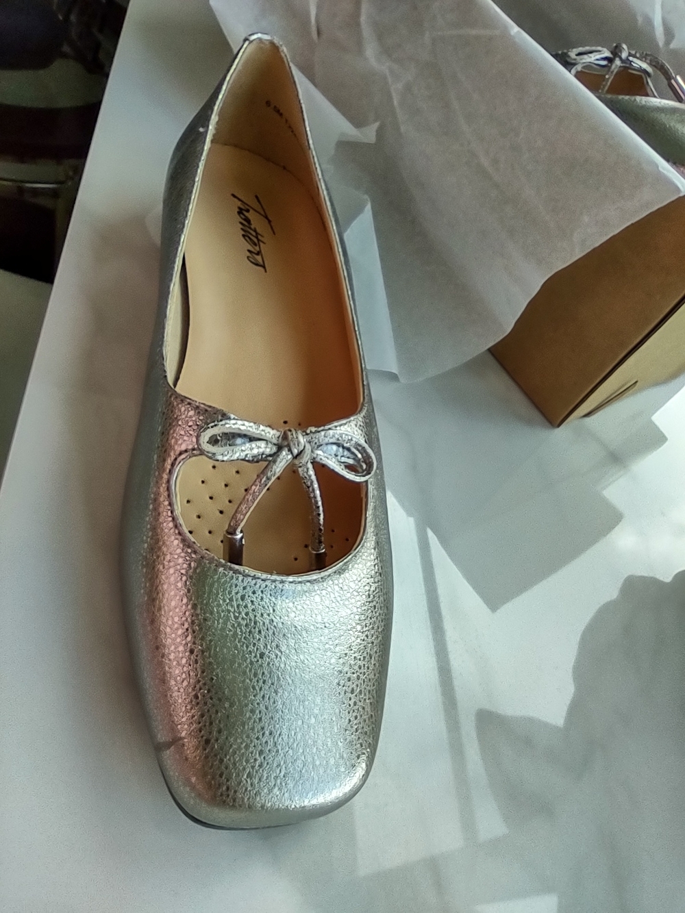 Trotters Silver Metallic Mary Jane Loafer Flat
